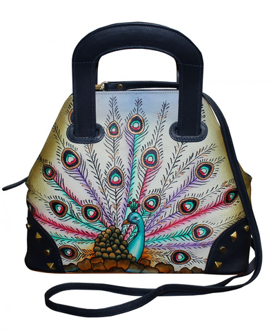 Painted Leather Peacock Purse