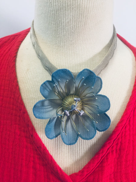 Custom Blue Flower Necklace