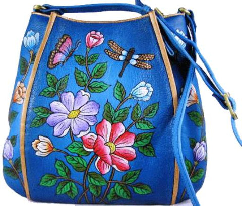 Painted Leather Dragonfly Purse