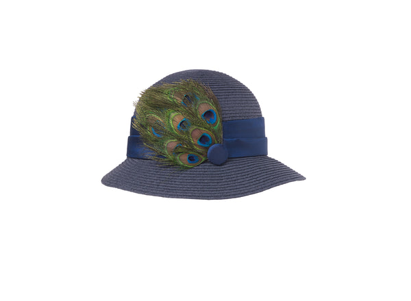 Peacock Feather Navy Hat