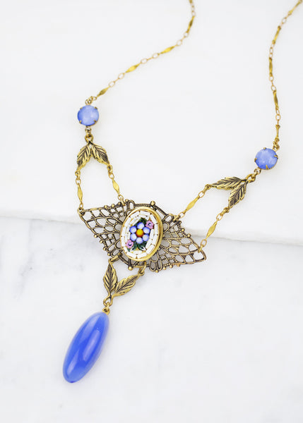Vintage Blue Mosaic Necklace